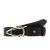 Black bull leather belt with casual metal buckle