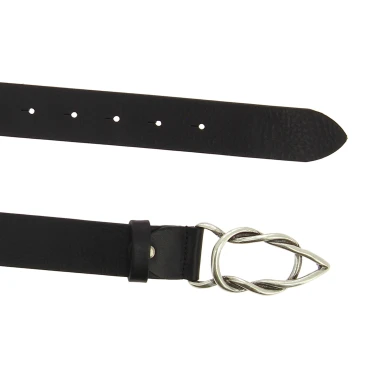 Ceinture en cuir de taureau noir avec boucle en métal