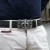 Ceinture en cuir noir avec boucle fleur de lys florentine