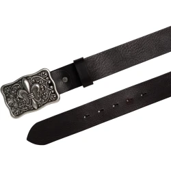 Handgefertigter coffee Ledergürtel mit Florentiner Lilienschnalle