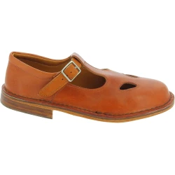 Women's brown leather low top t-strap shoes handmade in Italy