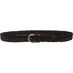 Hand woven belt in dark brown vegetable tanned leather