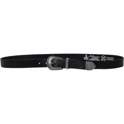 Ceinture en cuir noir pour femme avec boucle western