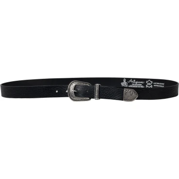 Ceinture en cuir noir pour femme avec boucle western