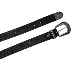 Ceinture en cuir noir pour femme avec boucle western