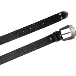 Cinturón hebilla western mujer de piel negro y punta de metal