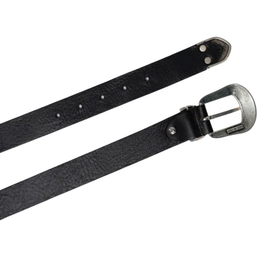 Ceinture en cuir noir pour femme avec boucle western
