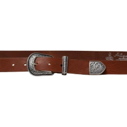 Cinturón hebilla wester de cuero para mujer con puntera de metal