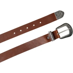 Cinturón hebilla wester de cuero para mujer con puntera de metal