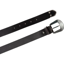 Cintura western donna in pelle marrone con puntale in metallo inciso