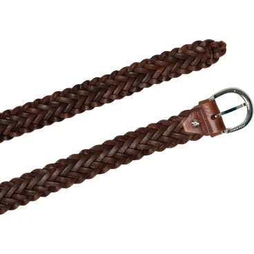 Handmade braided belt in tan vegetable tanned leather