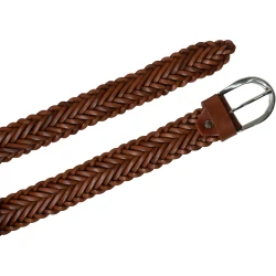Ceinture tressée à la main en cuir cognac au tannage végétal