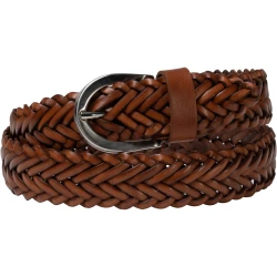 Ceinture tressée à la main en cuir cognac au tannage végétal
