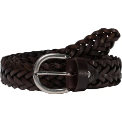 Hand woven belt in dark brown vegetable tanned leather