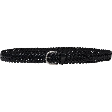 Handmade unisex braided belt in black vegetable tanned leather