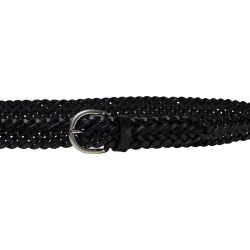 Cintura intrecciata a mano in pelle nera 3 cm
