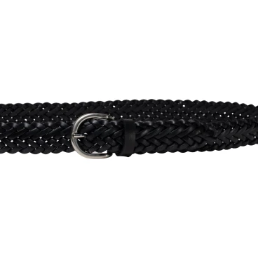 Ceinture unisexe tressée à la main en cuir noir au tannage végétal