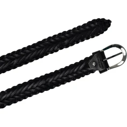 Cinturón cuero unisexo trenzado curtido vegetal color negro artisanales