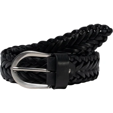 Handmade braided belt in black vegetable tanned leather