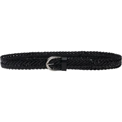 Ceinture tressée à la main en cuir noir au tannage végétal