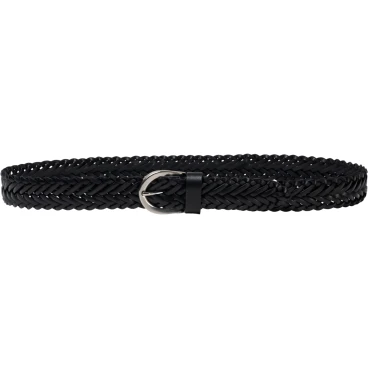 Ceinture tressée à la main en cuir noir au tannage végétal