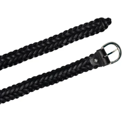 Handgewebter ledergürtel schwarz 3.5 cm breit