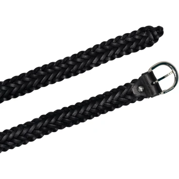 Ceinture tressée à la main en cuir noir au tannage végétal