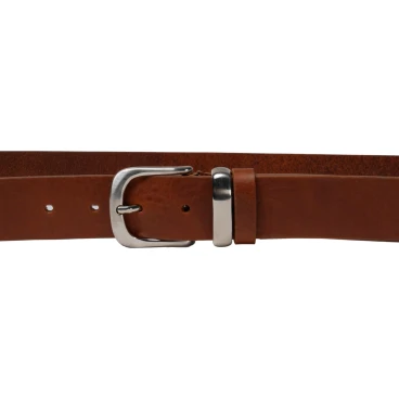 Ceinture en cuir pleine fleur marron avec boucle en métal