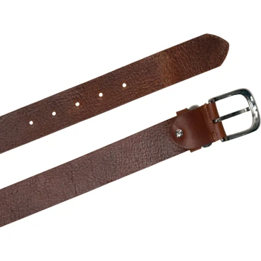 Ceinture en cuir pleine fleur marron avec boucle en métal