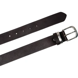 Handgefertigter dunkelbrauner Ledergürtel mit Metallschnalle und Schlaufe