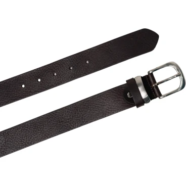 Ceinture en cuir pleine fleur marron oscuro avec boucle en métal