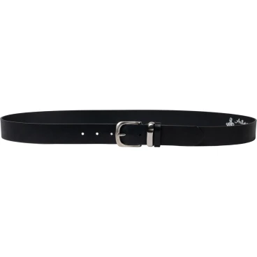 Ceinture en cuir pleine fleur noir avec boucle en métal