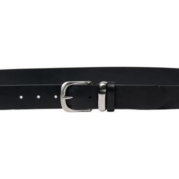 Ceinture en cuir pleine fleur noir avec boucle en métal