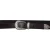 Dark brown leather western belt for women with metal buckle engraved