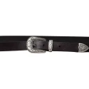 Ceinture western en cuir marron foncé pour femme avec boucle gravé