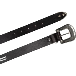 Ceinture western en cuir marron foncé pour femme avec boucle gravé
