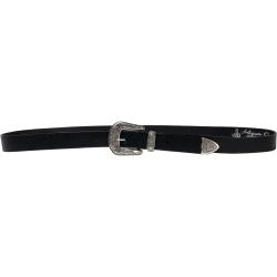 Ceinture western en cuir noir pour femme avec boucle gravé