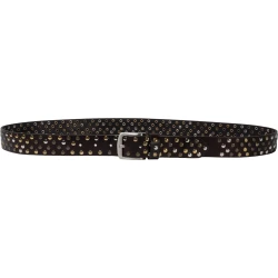 Ceinture en cuir marron foncé avec clous métalliques ronds