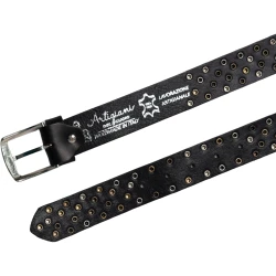 Cintura in pelle nera con borchie metalliche unisex