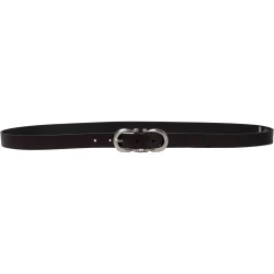 Ceinture en cuir marron foncé faite à la main avec huit boucles en métal