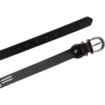 Ceinture en cuir marron foncé faite à la main avec huit boucles en métal