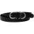 Handmade black leather belt with metal figure eight buckle