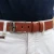 Handmade tan leather belt rectangular buckle with flat pin