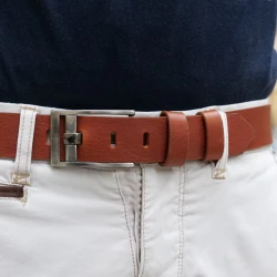 Ceinture en cuir pleine fleur boucle rectangulaire avec épingle plate