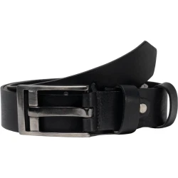 Ceinture en cuir noir boucle rectangulaire avec épingle plate