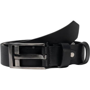 Ceinture en cuir noir boucle rectangulaire avec épingle plate