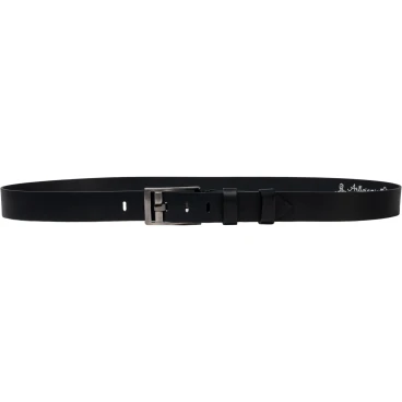 Ceinture en cuir noir boucle rectangulaire avec épingle plate
