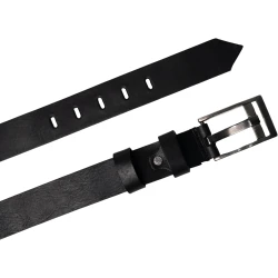Ceinture en cuir noir boucle rectangulaire avec épingle plate