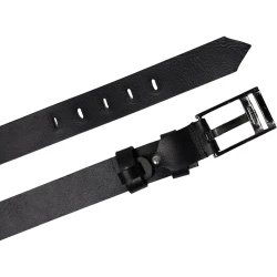 Cinturón de cuero negro hebilla rectangular con pasador plano