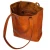 Shopping bag in pelle color cuoio realizzata a mano in Toscana